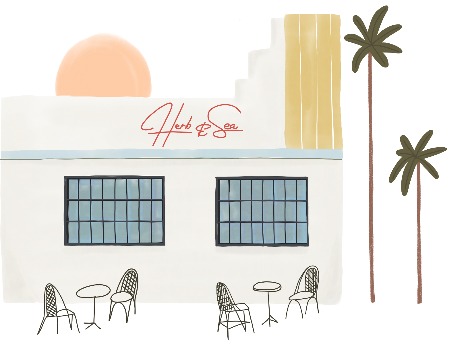 The Herb & Sea storefront, showcasing its 1920s Art Deco charm in the heart of Encinitas.